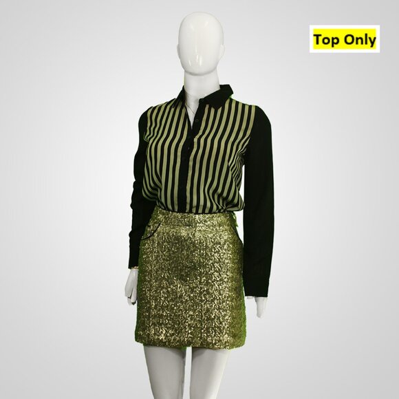 90s Striped Vintage Blouse Forever21, Retro Monochrome Top - Picture 1 of 5